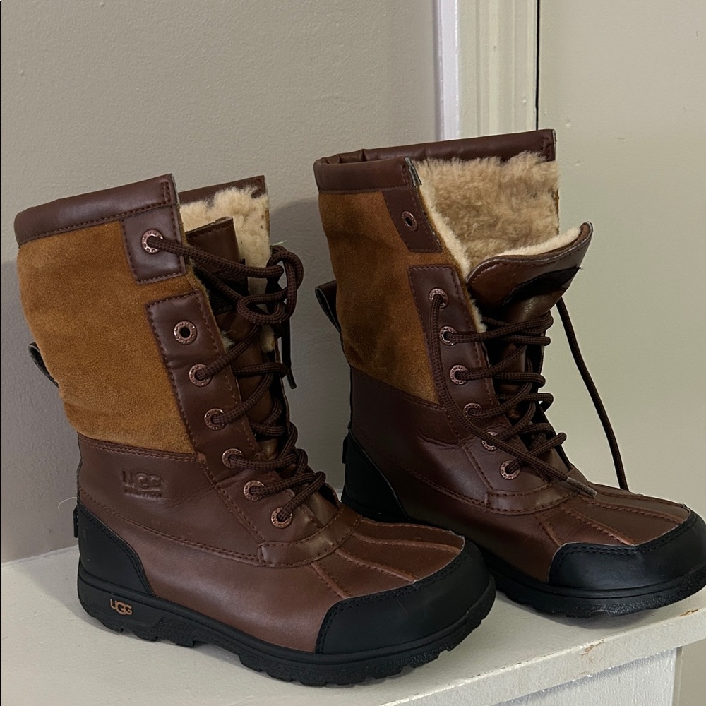 UGG Leather and Suede Boots in Brown and Black